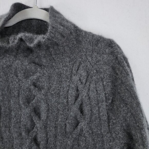 Michelle Smith Sweater Womens Medium Gray Stacey Cable Knit Cashmere Turtle Neck - Picture 2 of 11